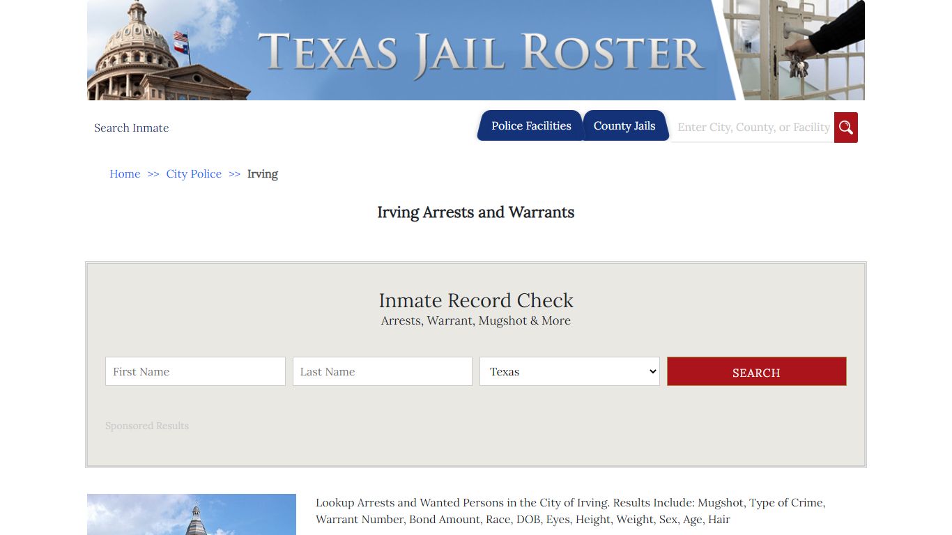 Irving Arrests and Warrants | Jail Roster Search