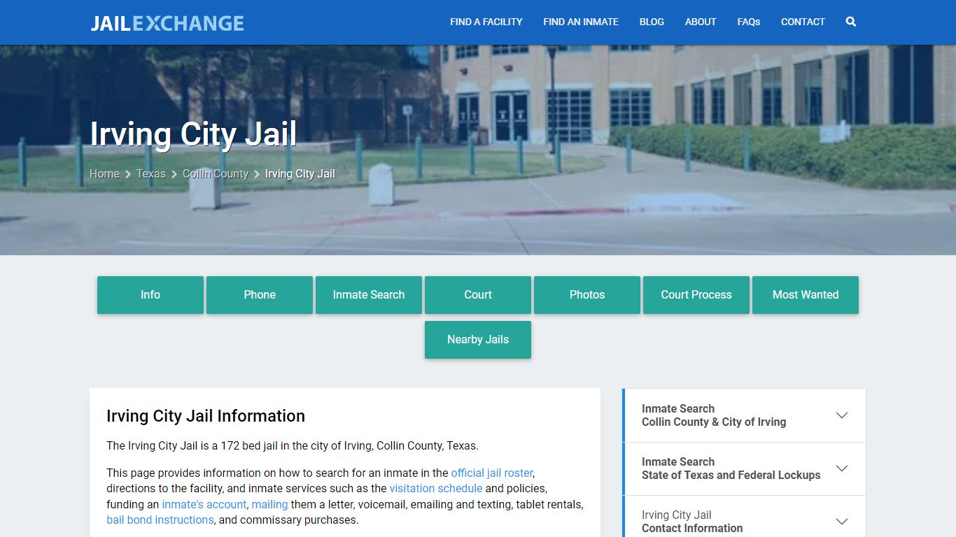 Irving City Jail, TX Inmate Search, Information